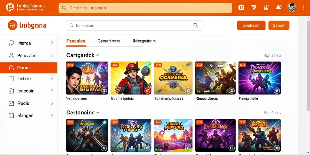 Tampilan awal yang menawan dengan pilihan permainan.